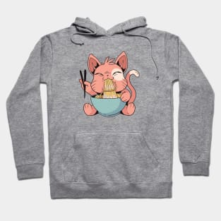 Cartoon Cat Eating Ramen Hoodie